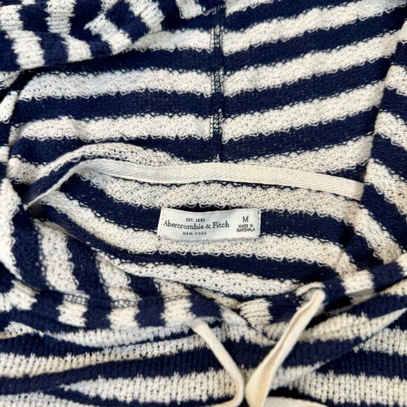 Abercrombie & Fitch Relaxed Striped Hoodie Navy White Women’s Medium Nautical - Picture 6 of 15